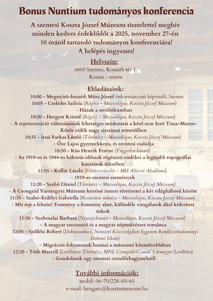 Bonus Nuntium tudományos konferencia plakátja